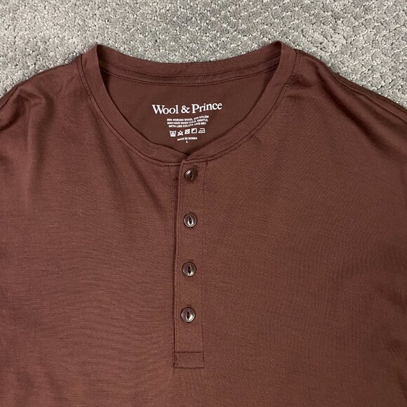 NWOT Wool & Prince Henley Shirt Men's Large Brown Merino Wool Blend - Picture 2 of 7